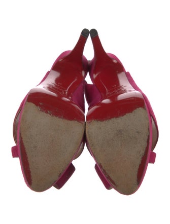 Christian Louboutin Suede Leather Trim Embellishment Slingback Pumps