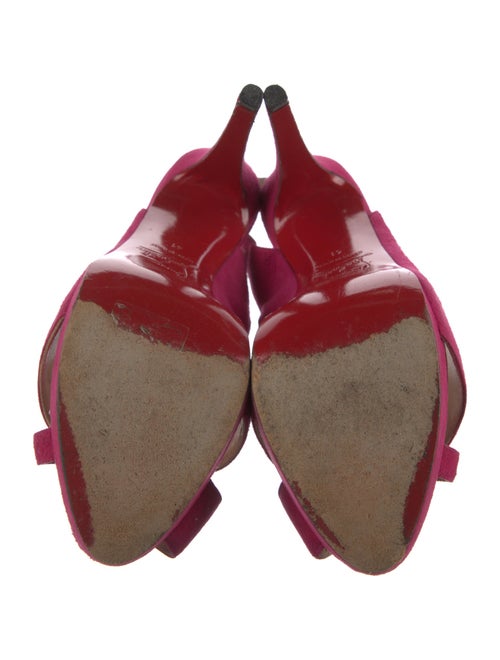 Christian Louboutin Suede Leather Trim Embellishment Slingback Pumps