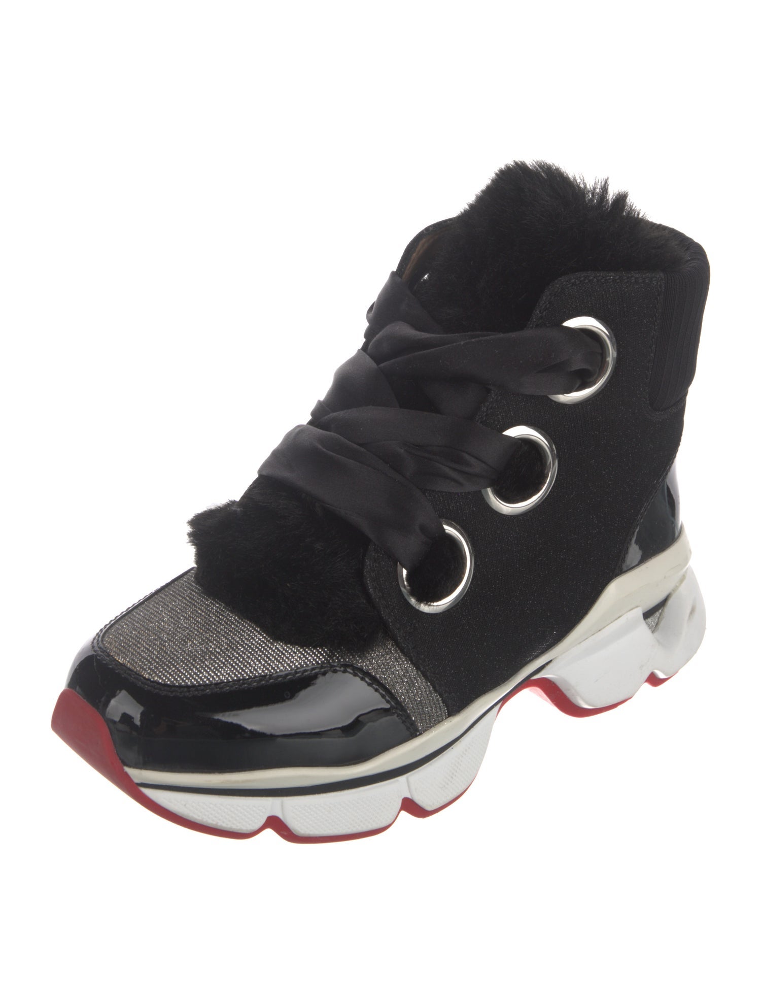 Christian Louboutin Colorblock Pattern Glitter Accents Wedge Sneakers