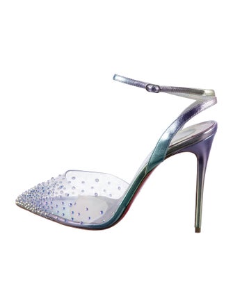 Christian Louboutin PVC Crystal Embellishments Slingback Pumps
