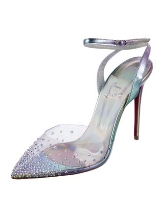 Christian Louboutin PVC Crystal Embellishments Slingback Pumps