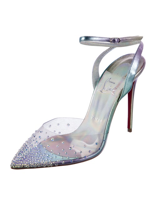 Christian Louboutin PVC Crystal Embellishments Slingback Pumps