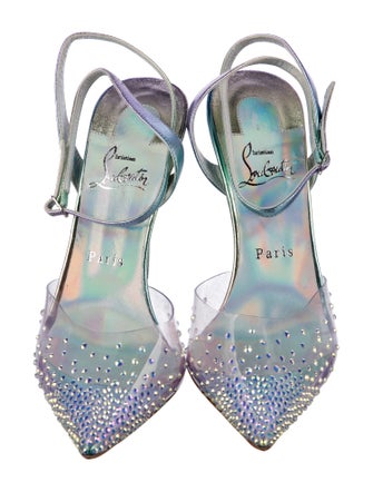 Christian Louboutin PVC Crystal Embellishments Slingback Pumps