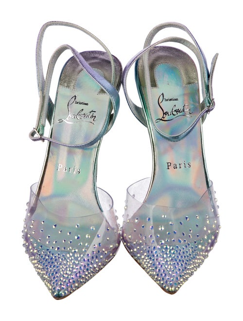 Christian Louboutin PVC Crystal Embellishments Slingback Pumps