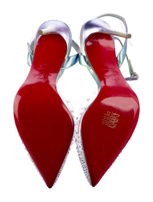 Christian Louboutin PVC Crystal Embellishments Slingback Pumps
