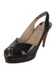 Christian Louboutin Patent Leather Cutout Accent Slingback Pumps