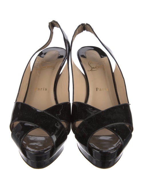Christian Louboutin Patent Leather Cutout Accent Slingback Pumps