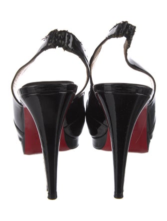 Christian Louboutin Patent Leather Cutout Accent Slingback Pumps