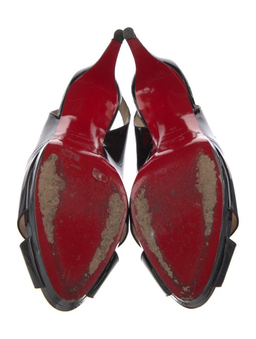 Christian Louboutin Patent Leather Cutout Accent Slingback Pumps