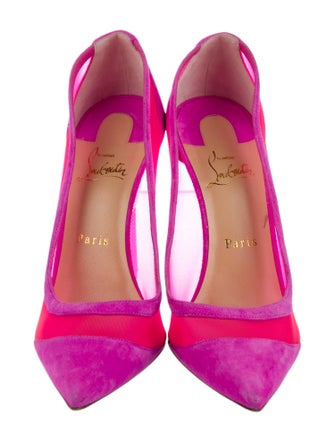 Christian Louboutin Suede Mesh Accents Pumps