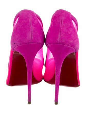 Christian Louboutin Suede Mesh Accents Pumps