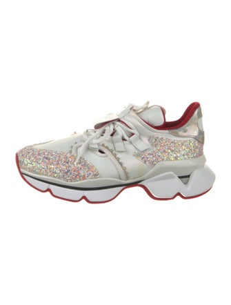 Christian Louboutin Leather Glitter Accents Sneakers