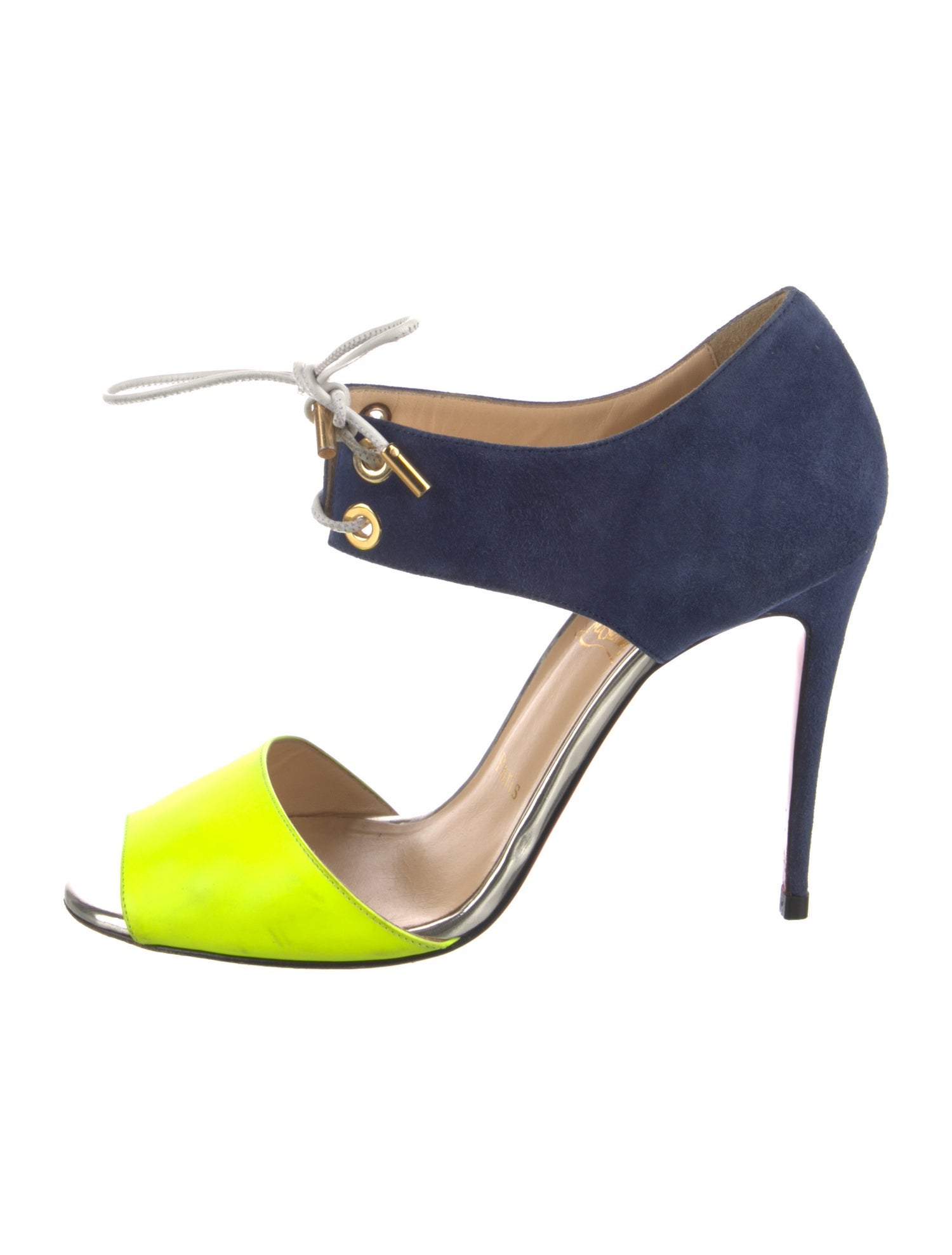 Christian Louboutin Suede Colorblock Pattern Sandals