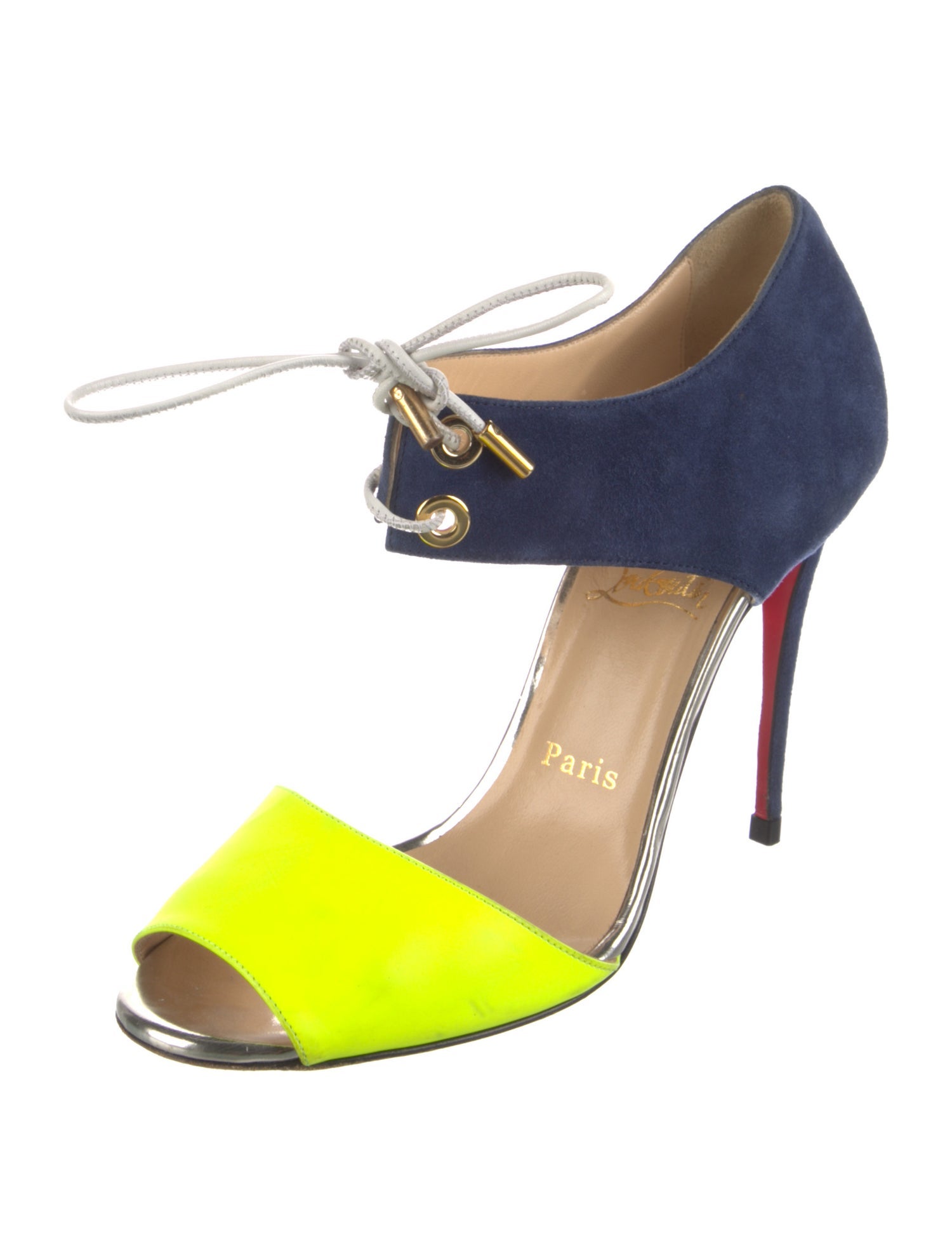 Christian Louboutin Suede Colorblock Pattern Sandals