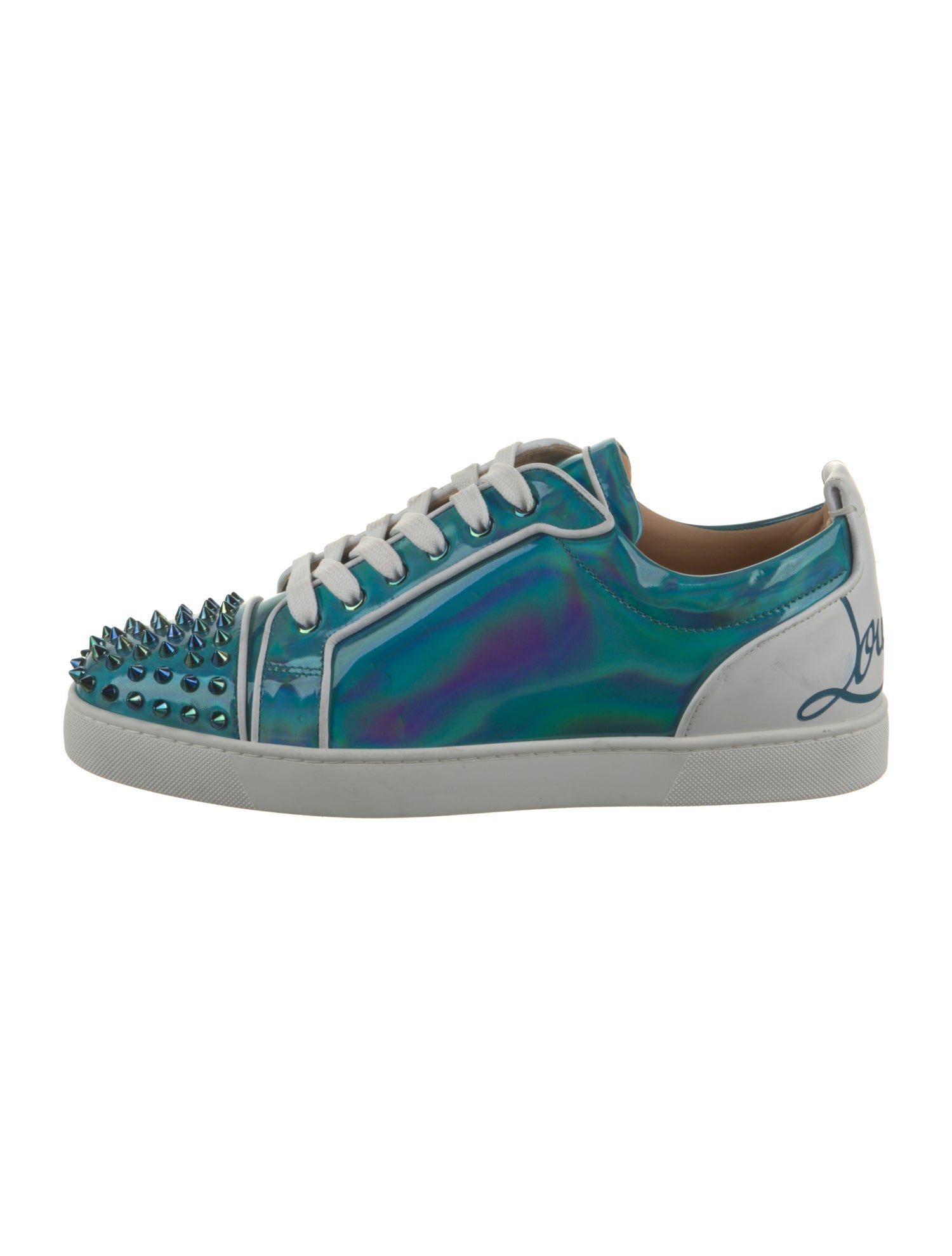 Christian Louboutin Patent Leather Printed Sneakers - Blue