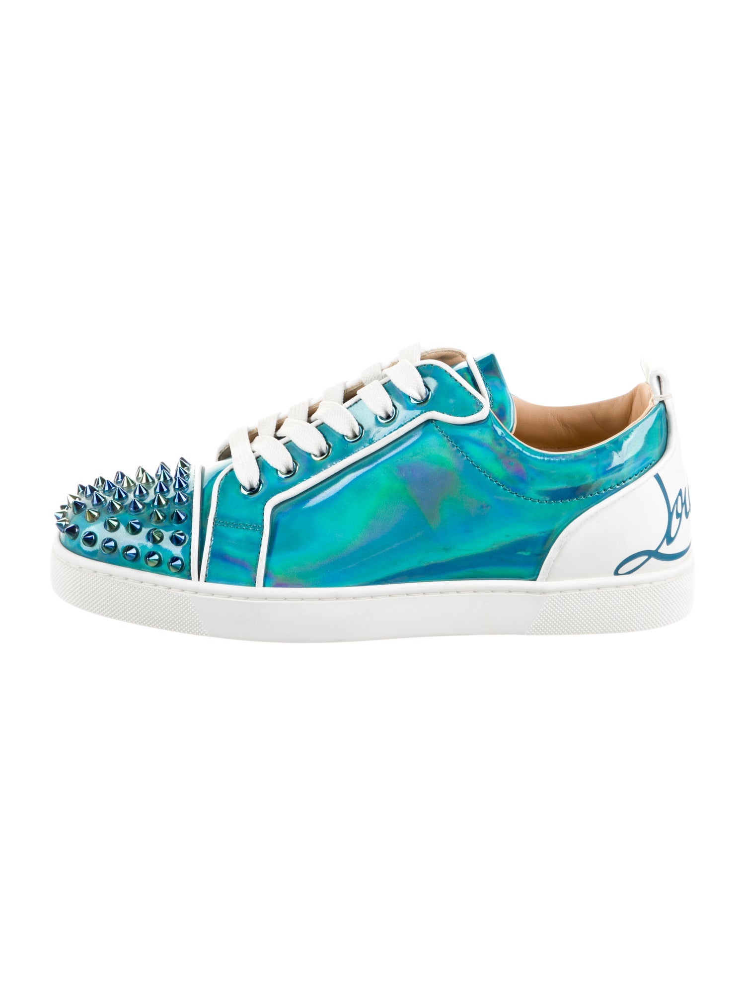 Christian Louboutin Patent Leather Studded Accents Sneakers