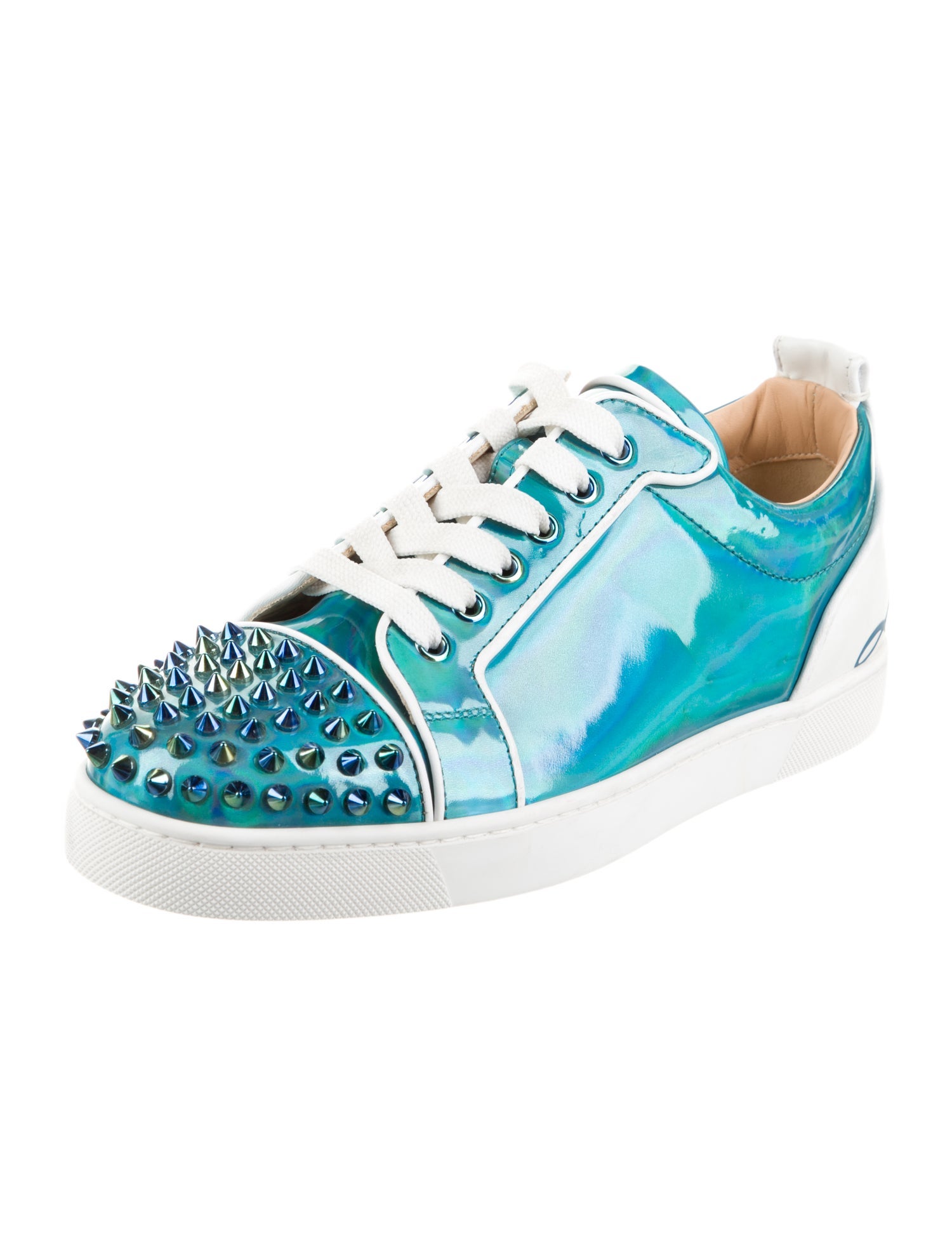Christian Louboutin Patent Leather Studded Accents Sneakers