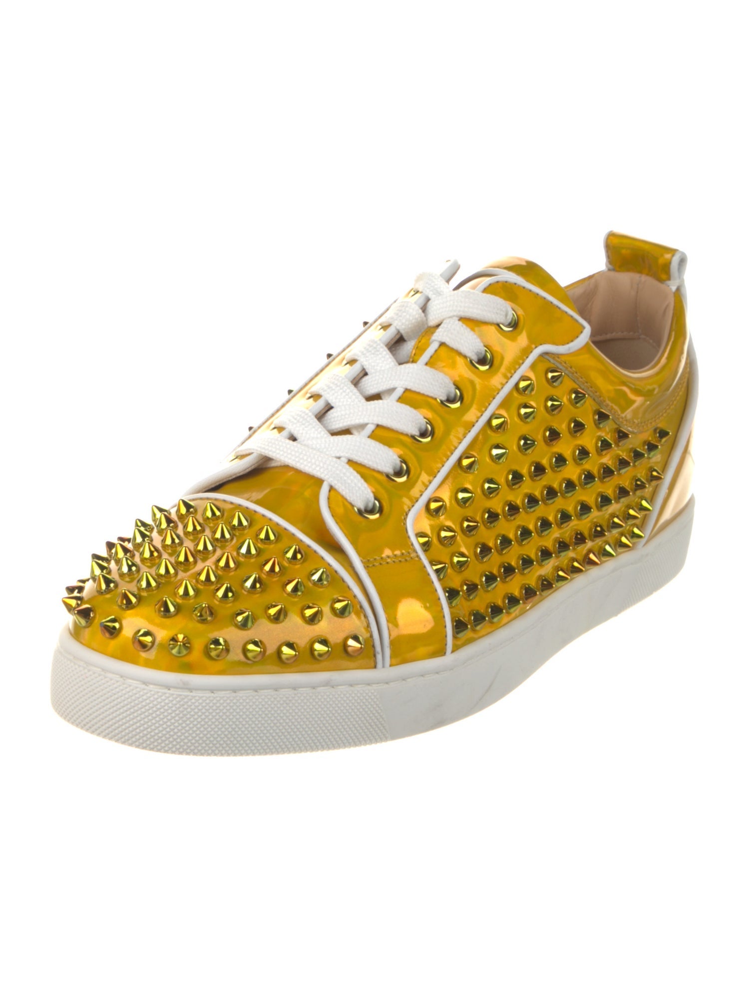 Christian Louboutin Patent Leather Studded Accents Sneakers