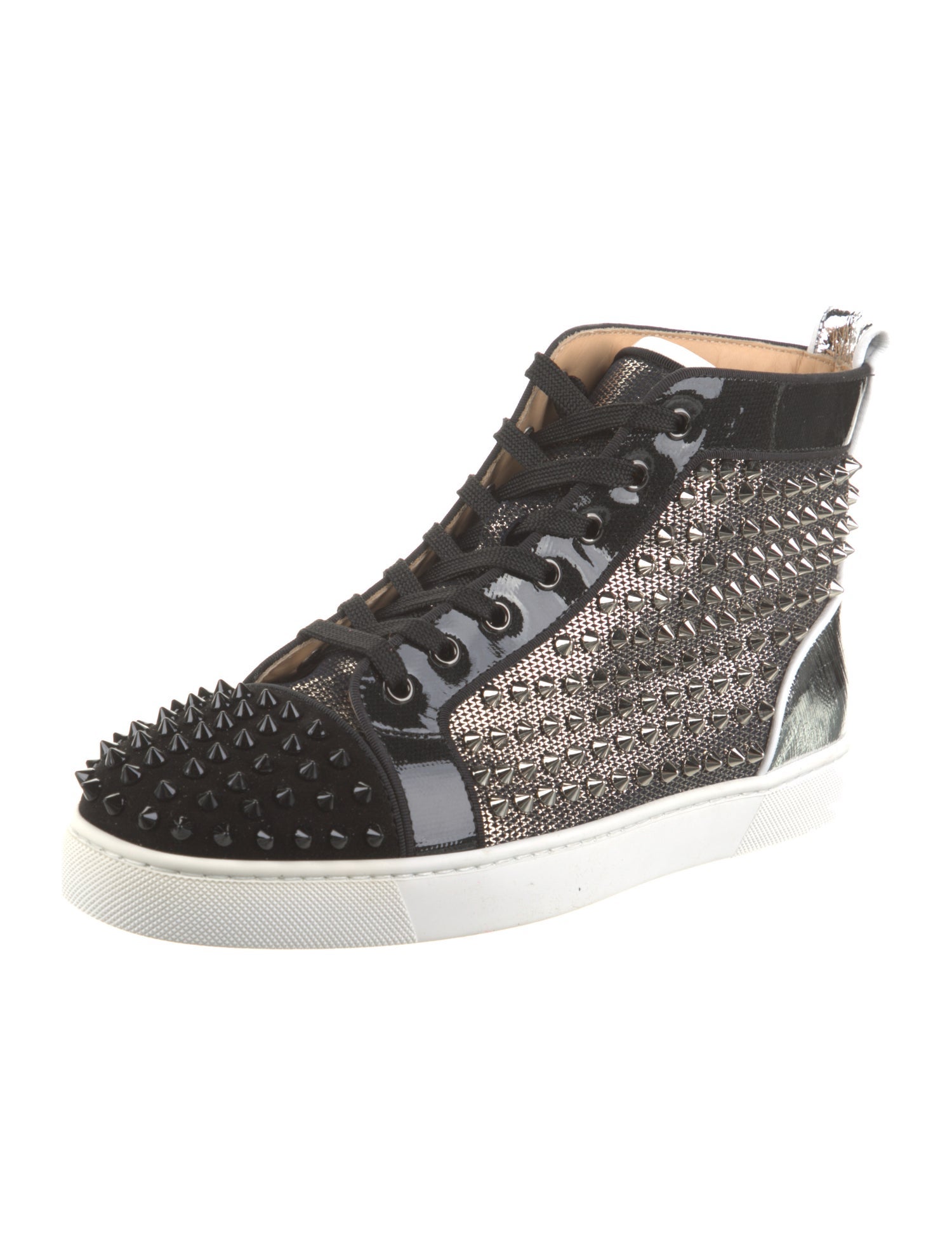 Christian Louboutin Patent Leather Studded Accents Sneakers
