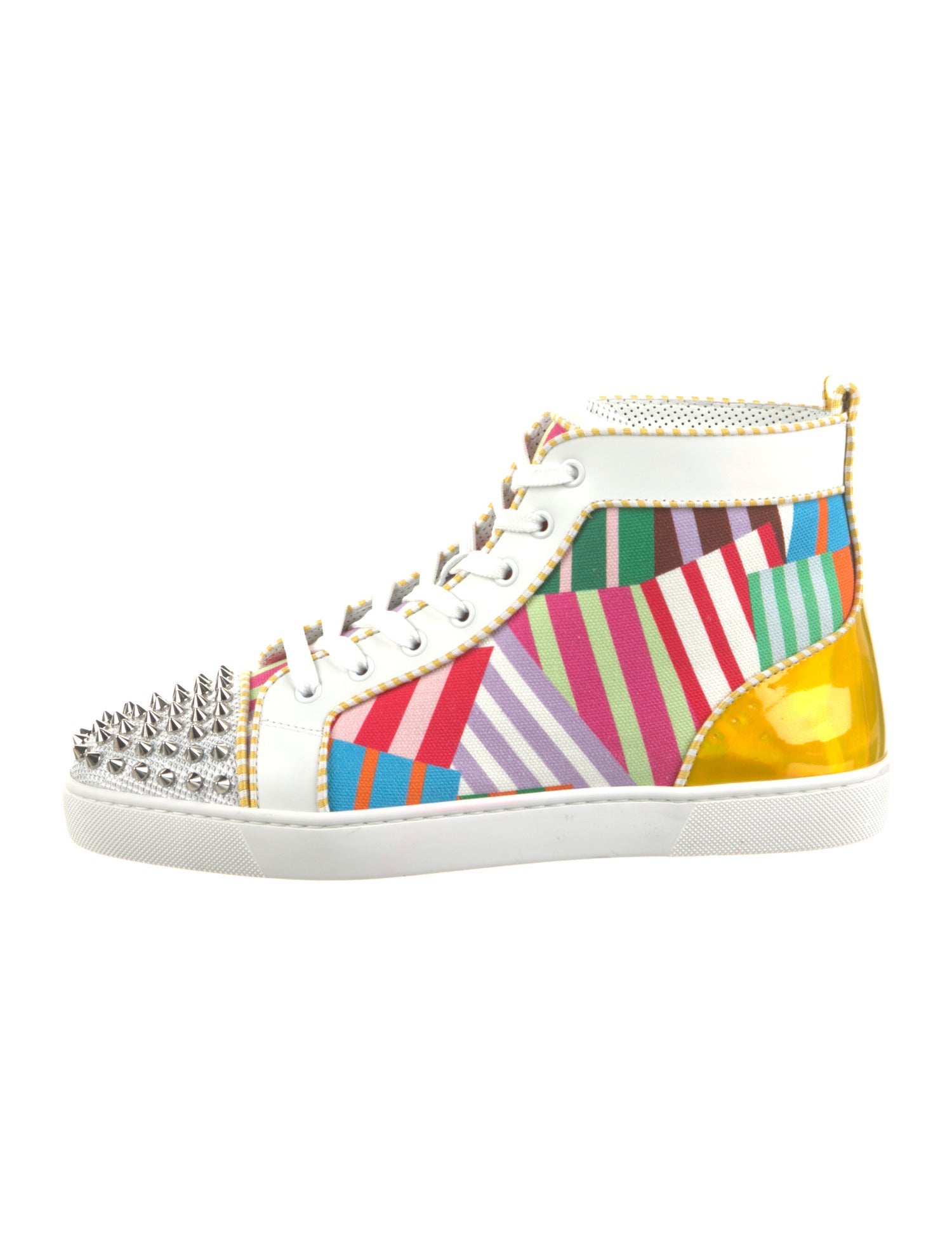 Christian Louboutin Canvas Colorblock Pattern Sneakers