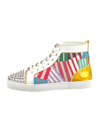 Christian Louboutin Canvas Colorblock Pattern Sneakers