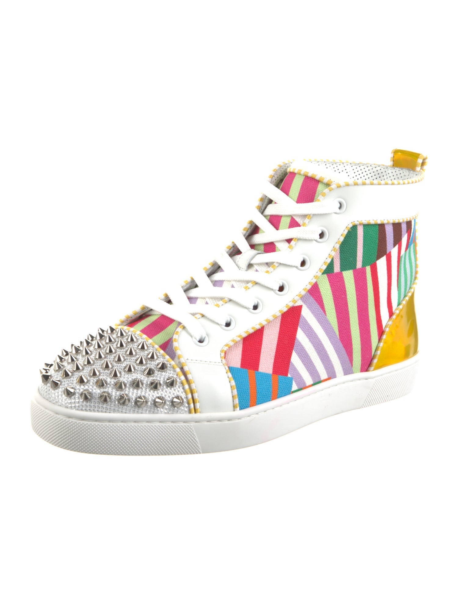 Christian Louboutin Canvas Colorblock Pattern Sneakers