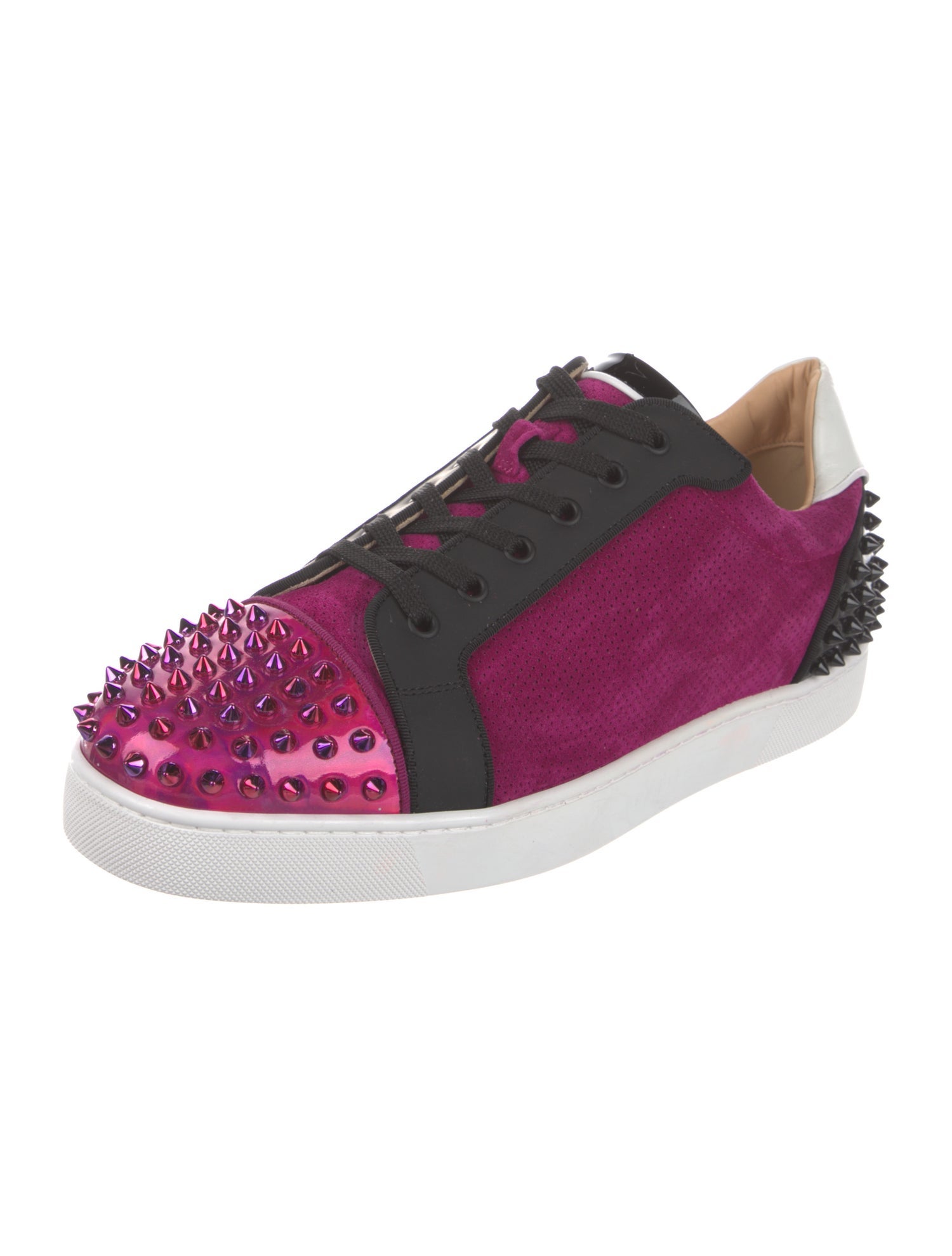 Christian Louboutin Suede Colorblock Pattern Sneakers