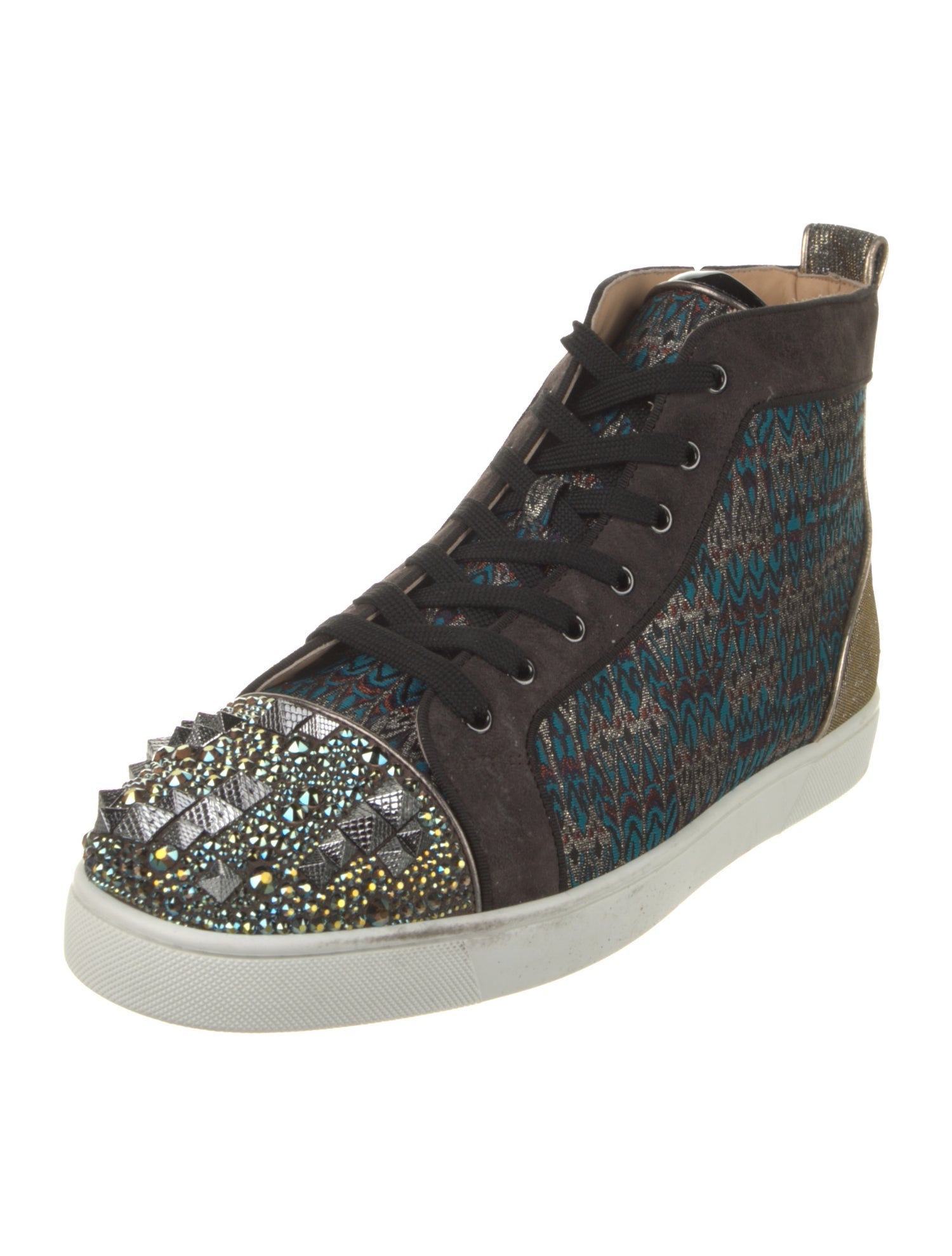 Christian Louboutin Canvas Colorblock Pattern Sneakers