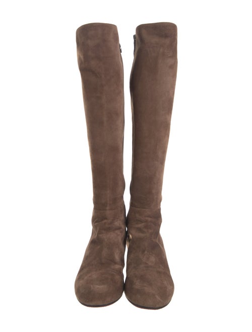 Christian Louboutin Suede Leather Trim Embellishment Riding Boots