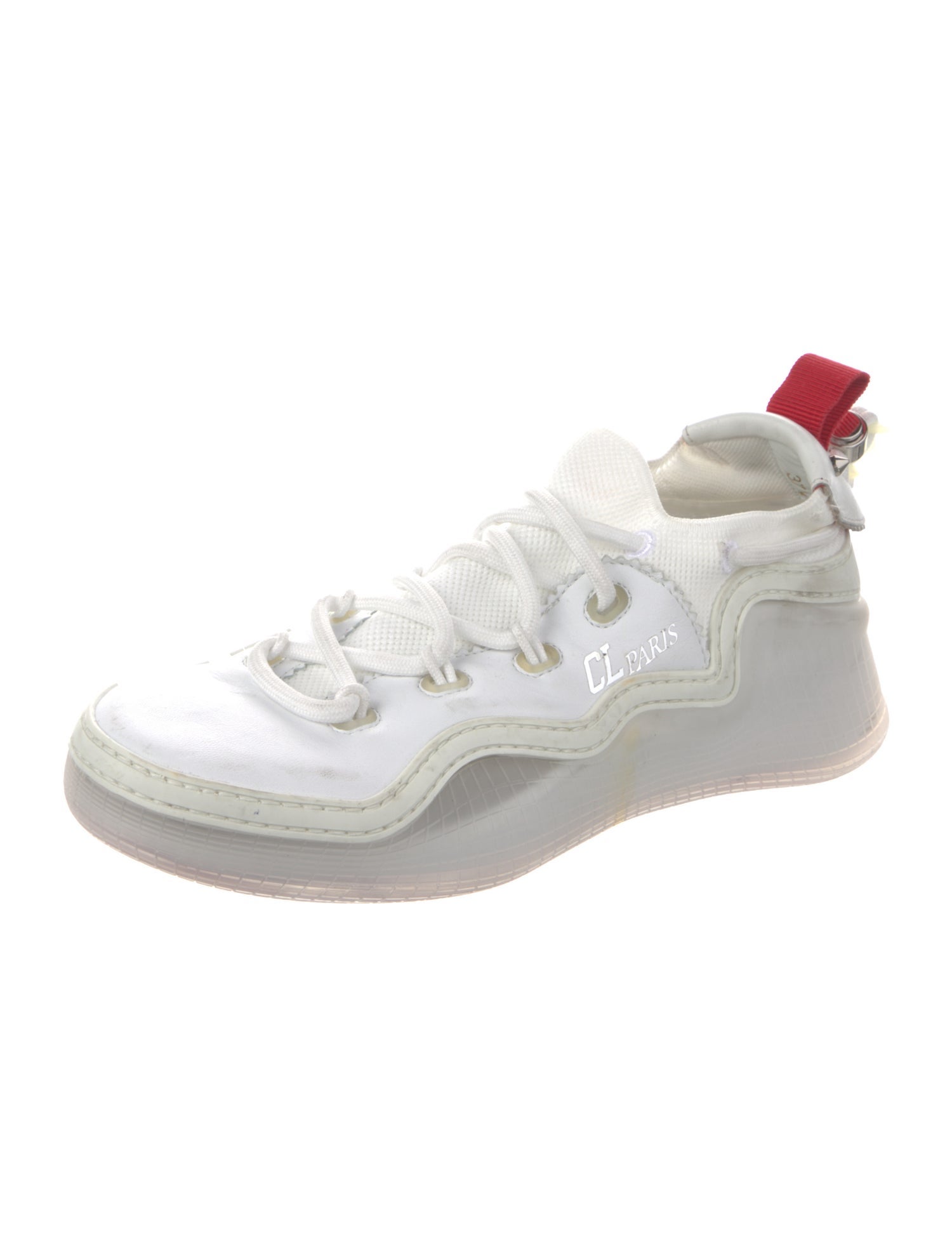 Christian Louboutin Leather Scalloped Accent Sneakers