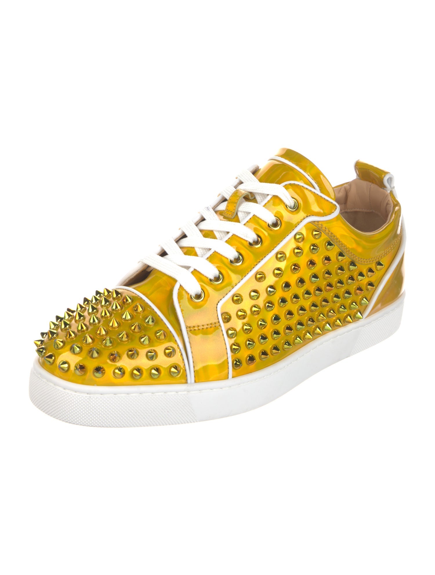 Christian Louboutin Patent Leather Studded Accents Sneakers