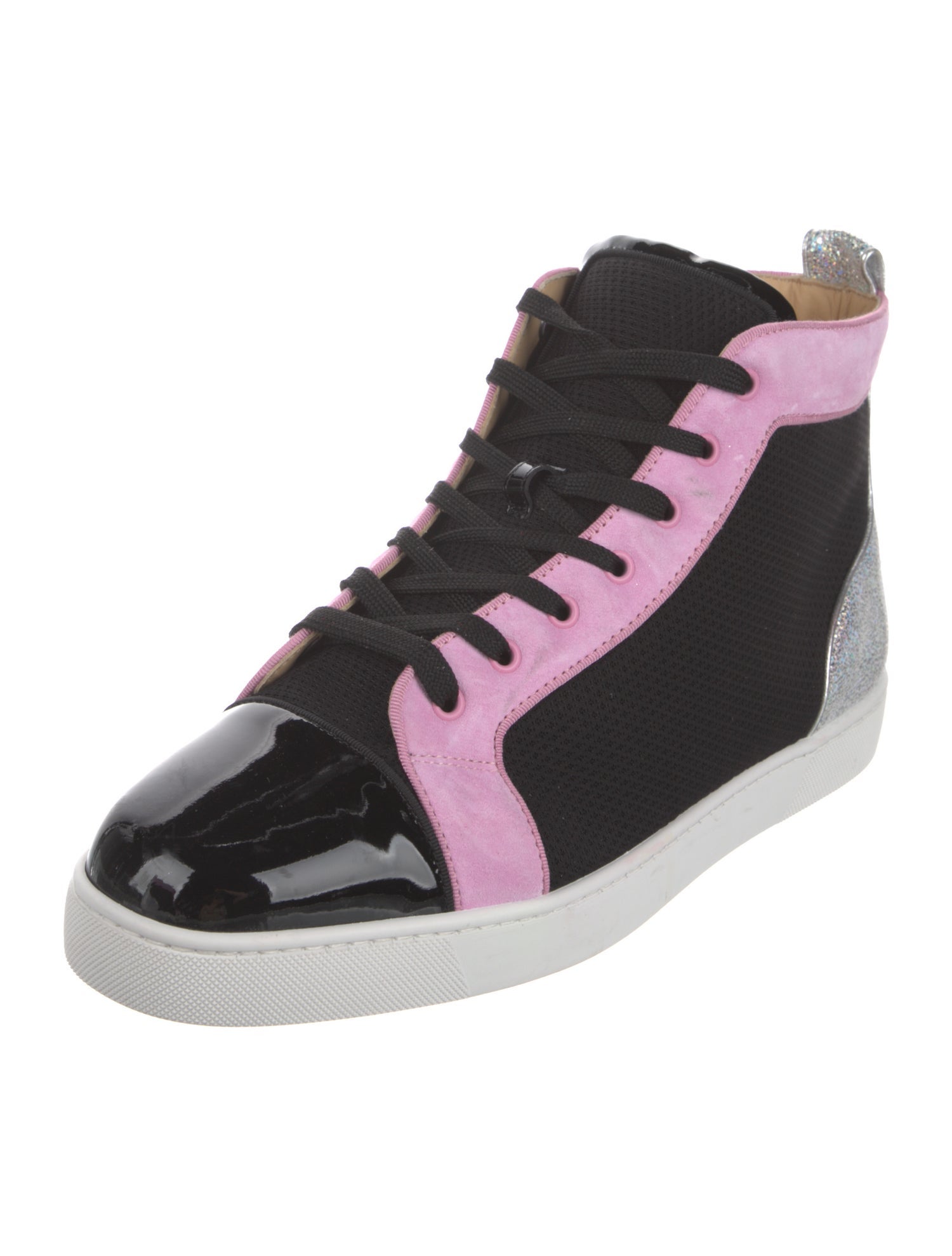 Christian Louboutin Mesh Colorblock Pattern Sneakers