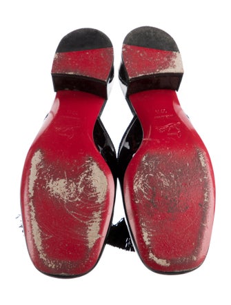 Christian Louboutin Patent Leather Tassel Accents Mules