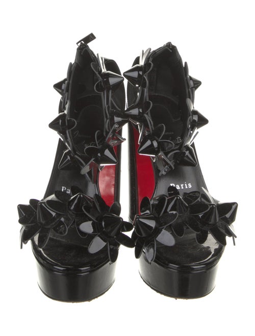 Christian Louboutin Spike Accents Patent Leather Sandals