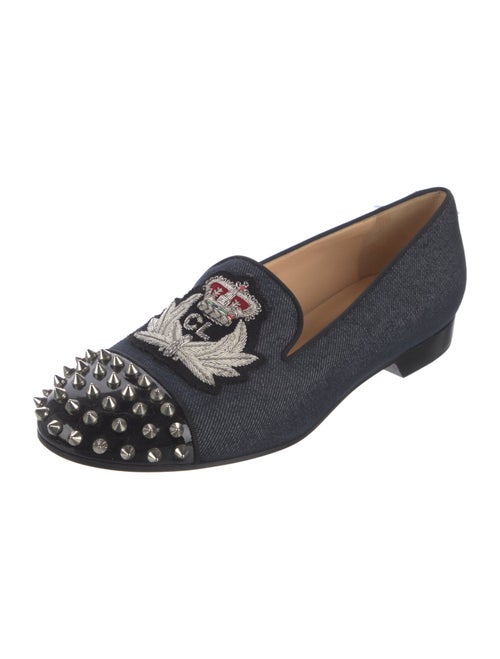 Christian Louboutin Spike Accents Denim Loafers