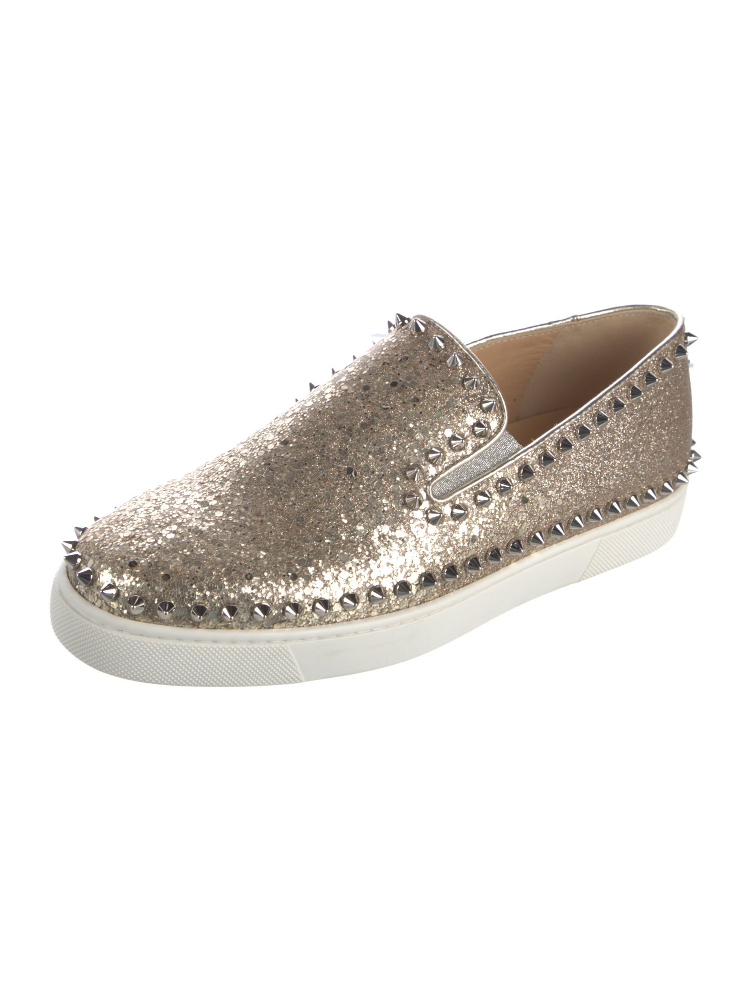 Christian Louboutin Spike Accents Glitter Sneakers