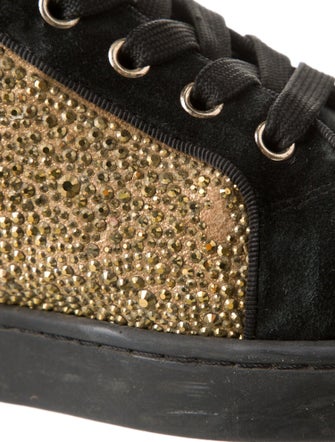 Christian Louboutin Suede Colorblock Pattern Sneakers