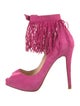 Christian Louboutin Suede Fringe Trim Accent Pumps
