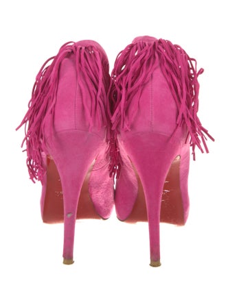 Christian Louboutin Suede Fringe Trim Accent Pumps