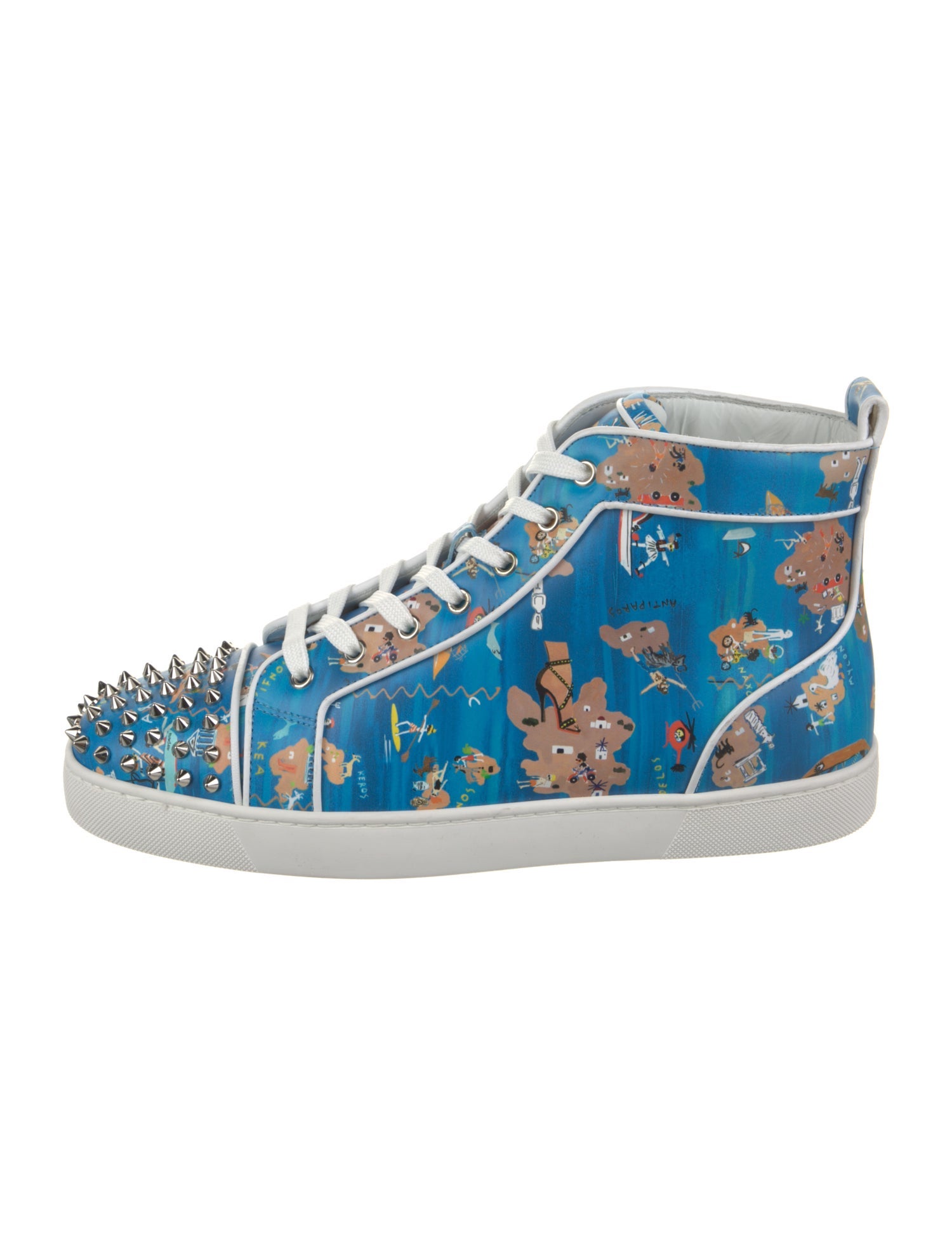 Christian Louboutin Leather Floral Print Sneakers