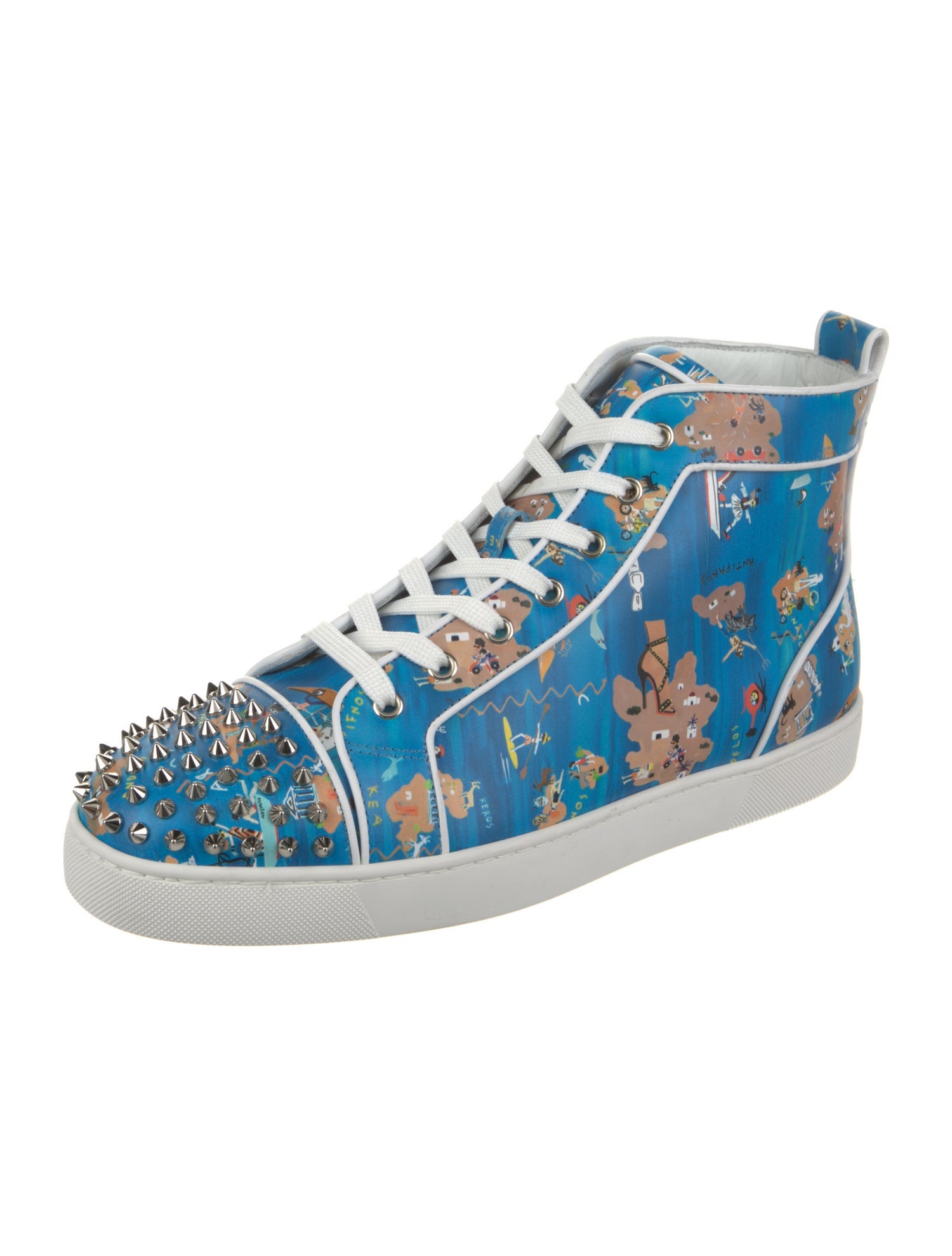 Christian Louboutin Leather Floral Print Sneakers