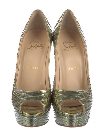 Christian Louboutin Python Leather Trim Embellishment Pumps