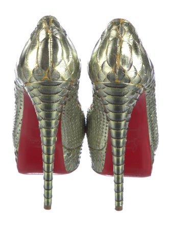 Christian Louboutin Python Leather Trim Embellishment Pumps