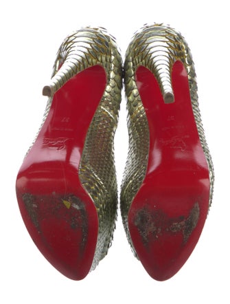 Christian Louboutin Python Leather Trim Embellishment Pumps