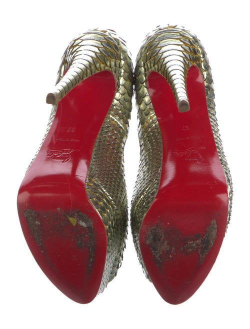 Christian Louboutin Python Leather Trim Embellishment Pumps