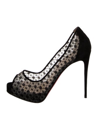 Christian Louboutin Mesh Lace Pattern Pumps