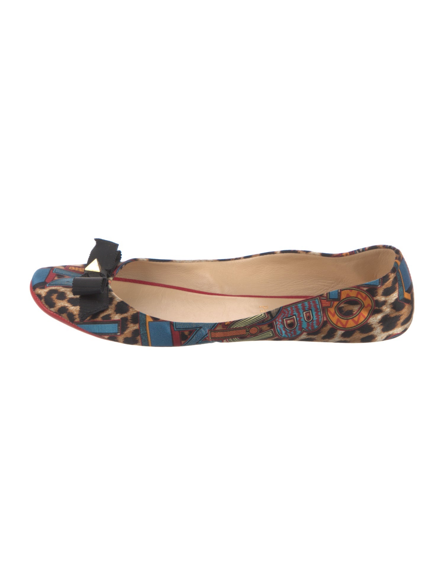 Christian Louboutin Satin Animal Print Ballet Flats