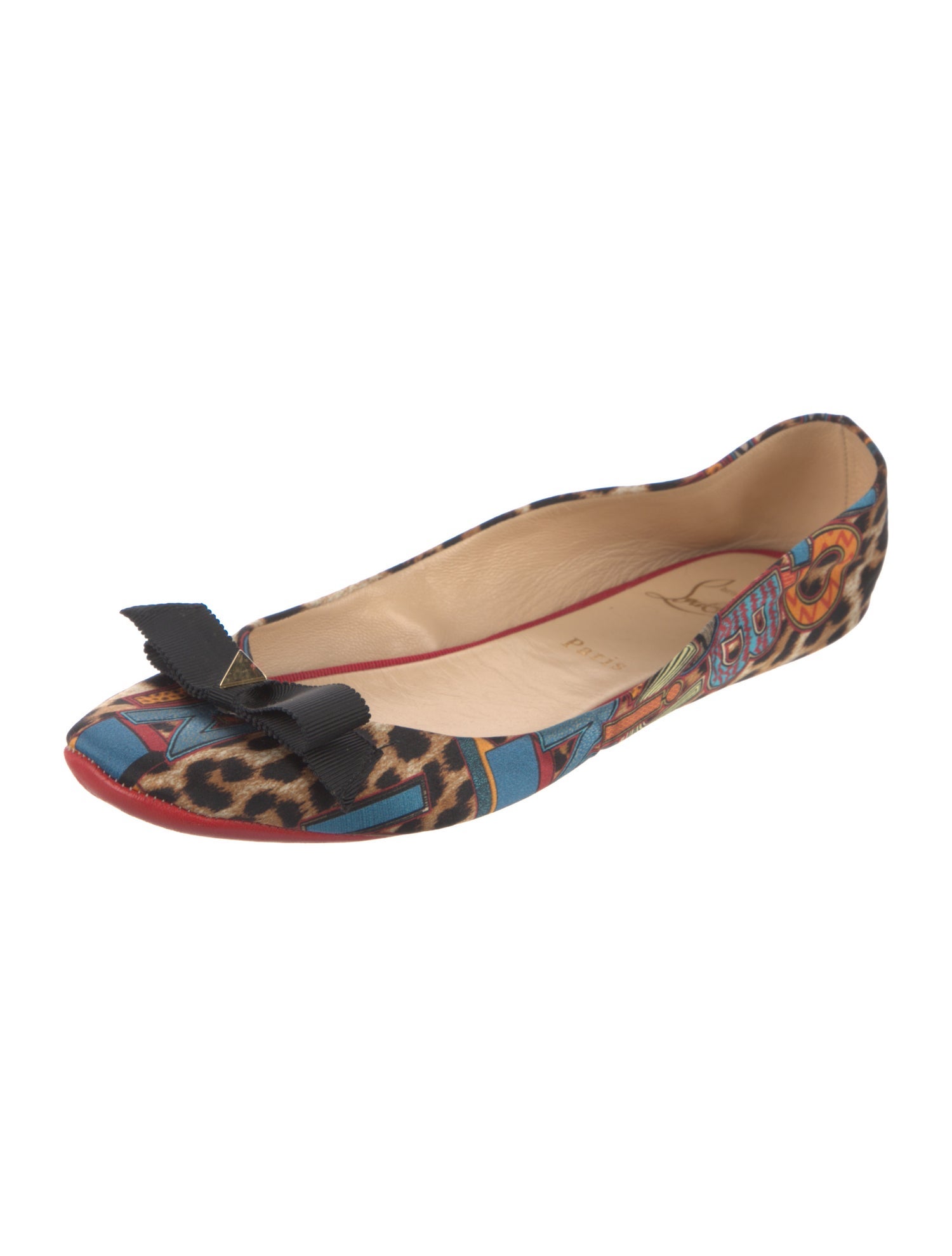 Christian Louboutin Satin Animal Print Ballet Flats