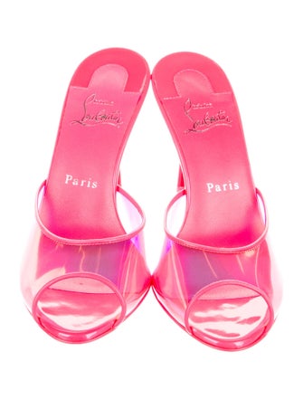 Christian Louboutin PVC Leather Trim Embellishment Slides