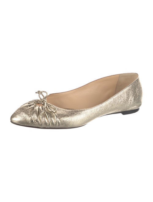 Christian Louboutin Leather Bow Accents Ballet Flats